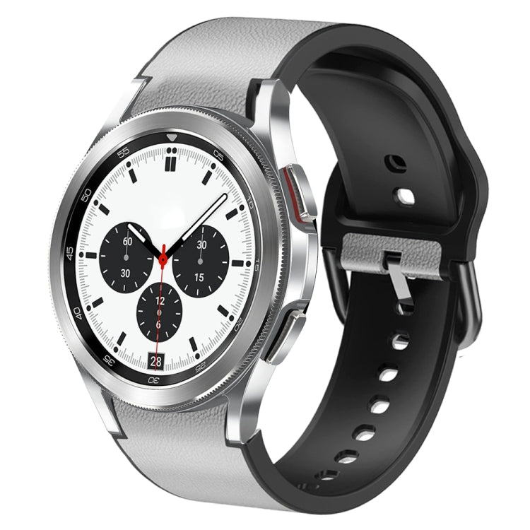 For Samsung Galaxy Watch 4 Classic 42mm Silicone Adhesive Leather Watch Band