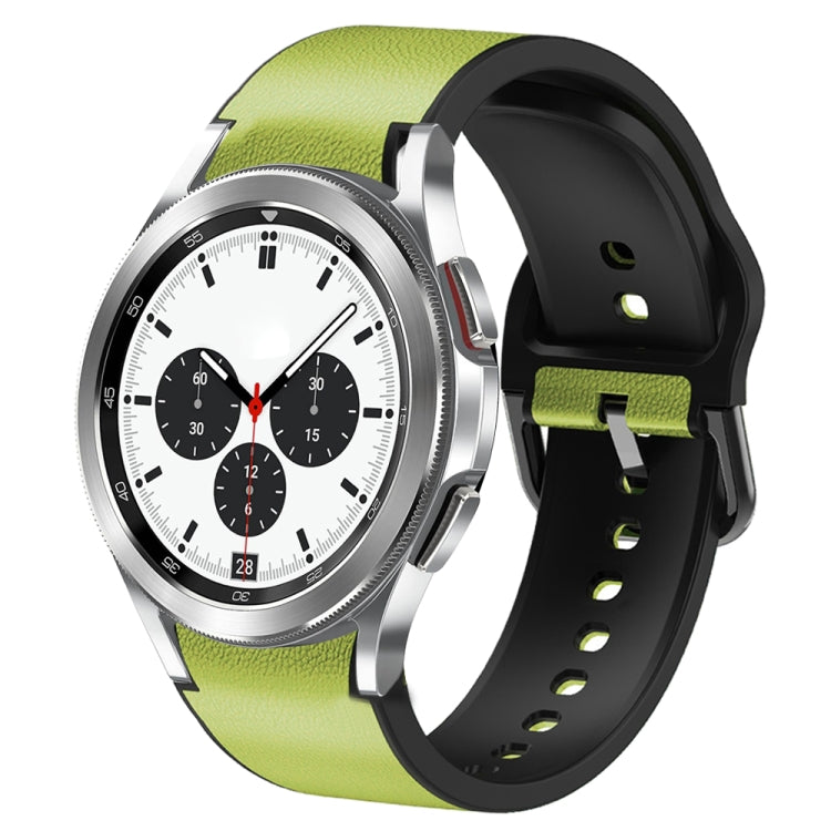For Samsung Galaxy Watch 4 Classic 42mm Silicone Adhesive Leather Watch Band