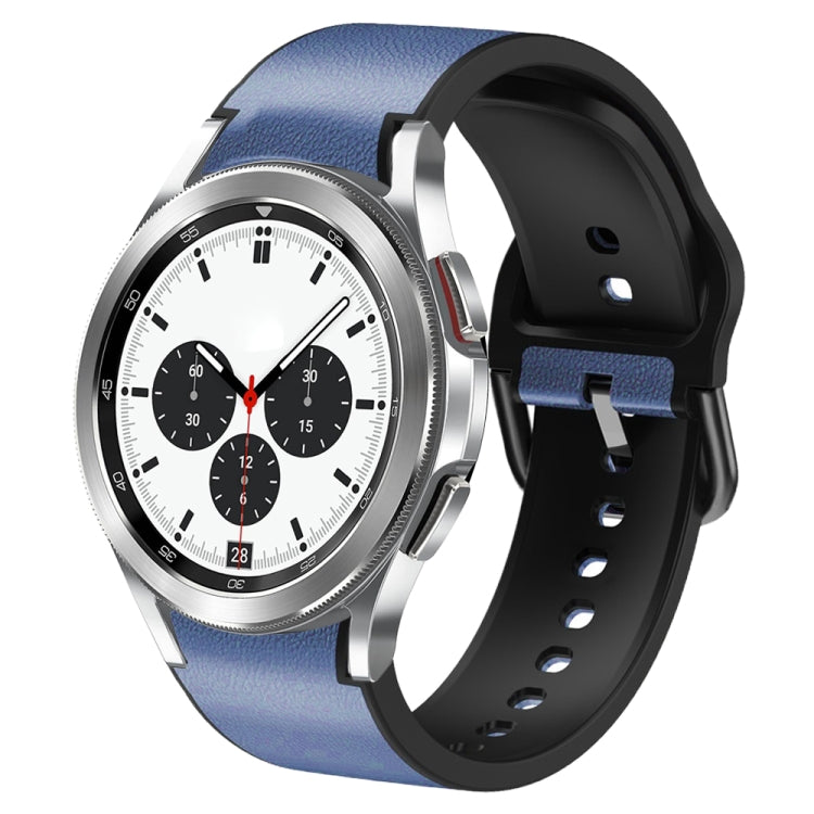 For Samsung Galaxy Watch 4 Classic 42mm Silicone Adhesive Leather Watch Band