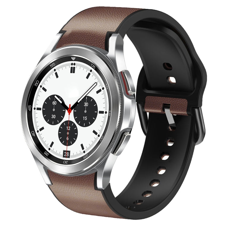 For Samsung Galaxy Watch 4 Classic 42mm Silicone Adhesive Leather Watch Band
