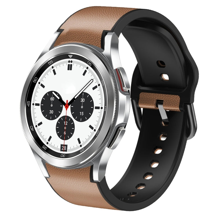 For Samsung Galaxy Watch 4 Classic 42mm Silicone Adhesive Leather Watch Band