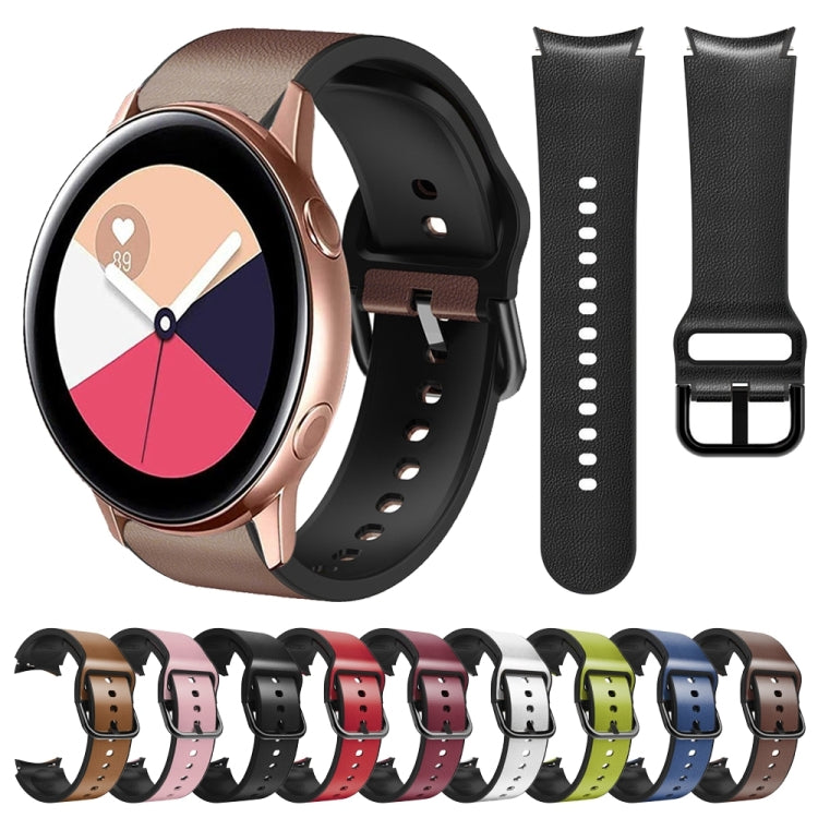 For Samsung Galaxy Watch Active 2 Silicone Adhesive Leather Watch Band