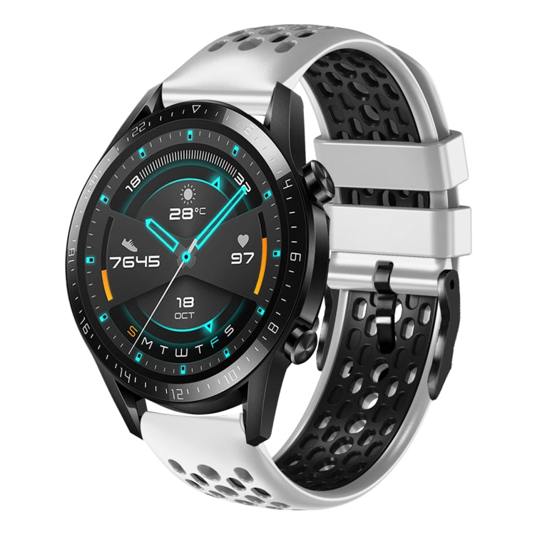For Huawei Watch GT2 46mm 22mm Two-Color Breathable Silicone Watch Band