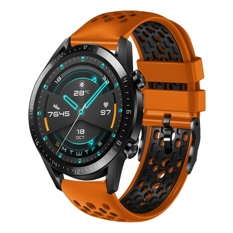 For Huawei Watch GT2 46mm 22mm Two-Color Breathable Silicone Watch Band
