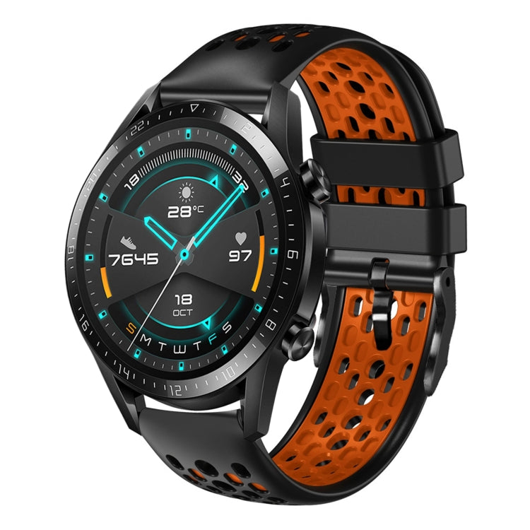 For Huawei Watch GT2 46mm 22mm Two-Color Breathable Silicone Watch Band