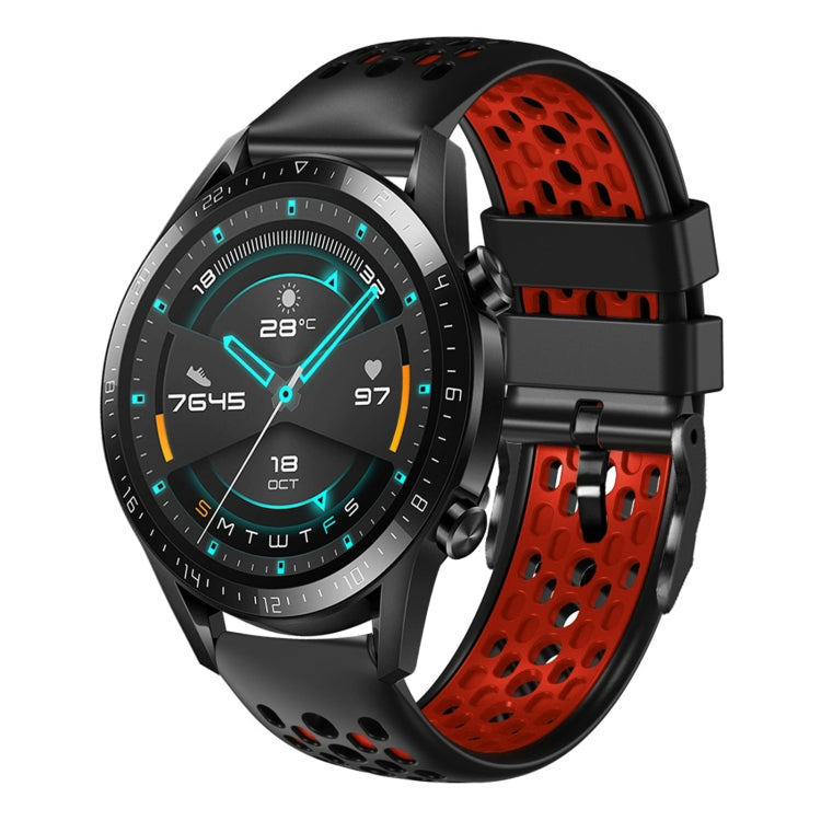 For Huawei Watch GT2 46mm 22mm Two-Color Breathable Silicone Watch Band