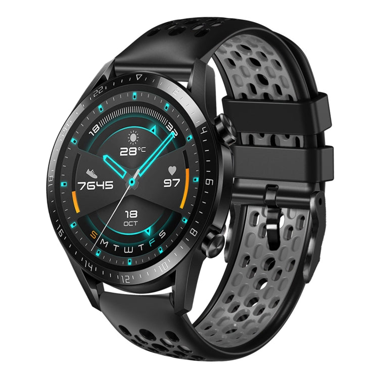 For Huawei Watch GT2 46mm 22mm Two-Color Breathable Silicone Watch Band