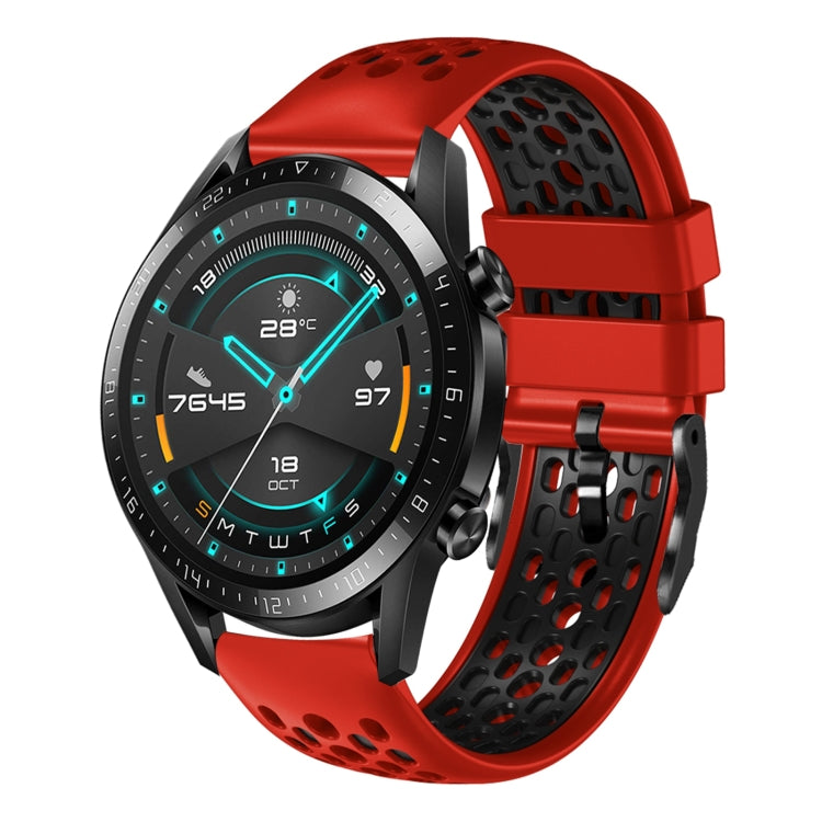For Huawei Watch GT2 46mm 22mm Two-Color Breathable Silicone Watch Band