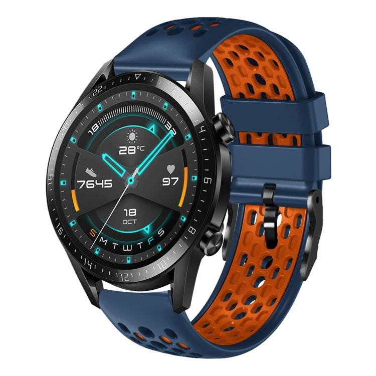 For Huawei Watch GT2 46mm 22mm Two-Color Breathable Silicone Watch Band