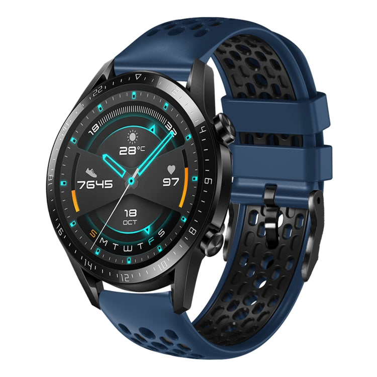 For Huawei Watch GT2 46mm 22mm Two-Color Breathable Silicone Watch Band