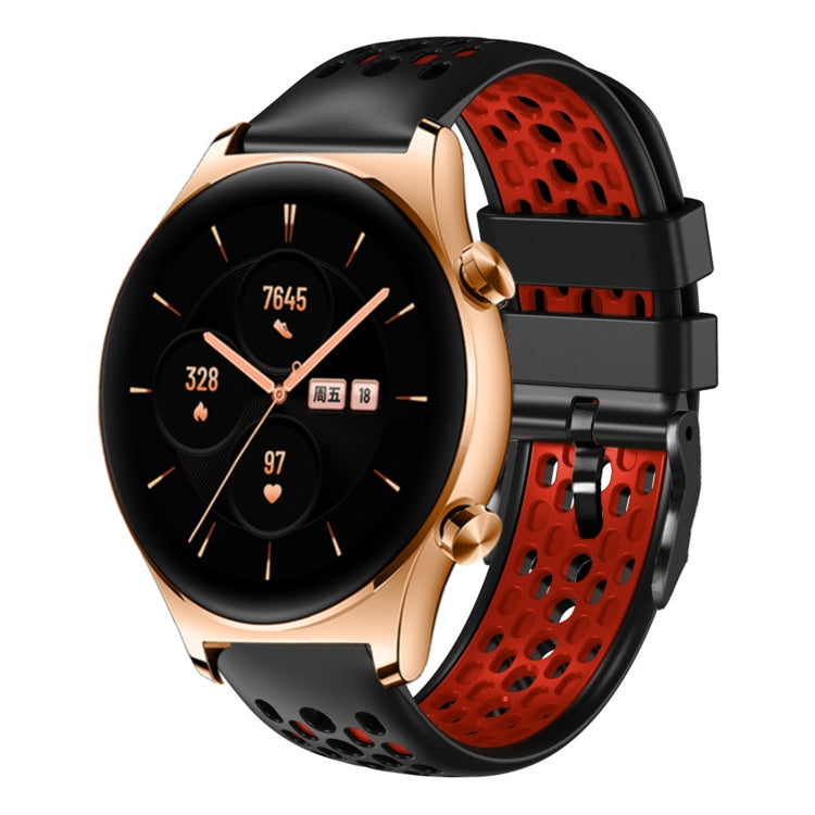 For Honor Watch GS 3 22mm Two-Color Breathable Silicone Watch Band