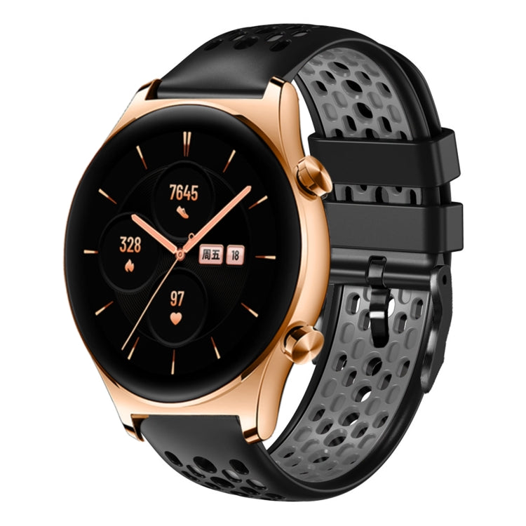 For Honor Watch GS 3 22mm Two-Color Breathable Silicone Watch Band