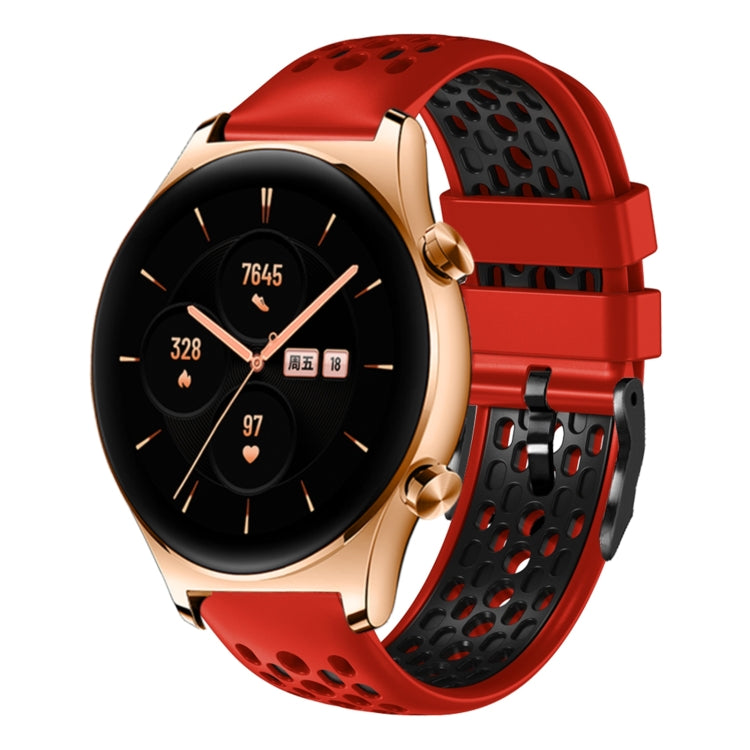 For Honor Watch GS 3 22mm Two-Color Breathable Silicone Watch Band