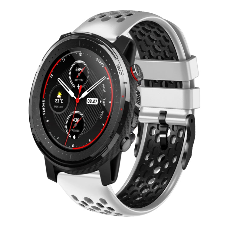 For Amazfit 3 22mm Two-Color Breathable Silicone Watch Band