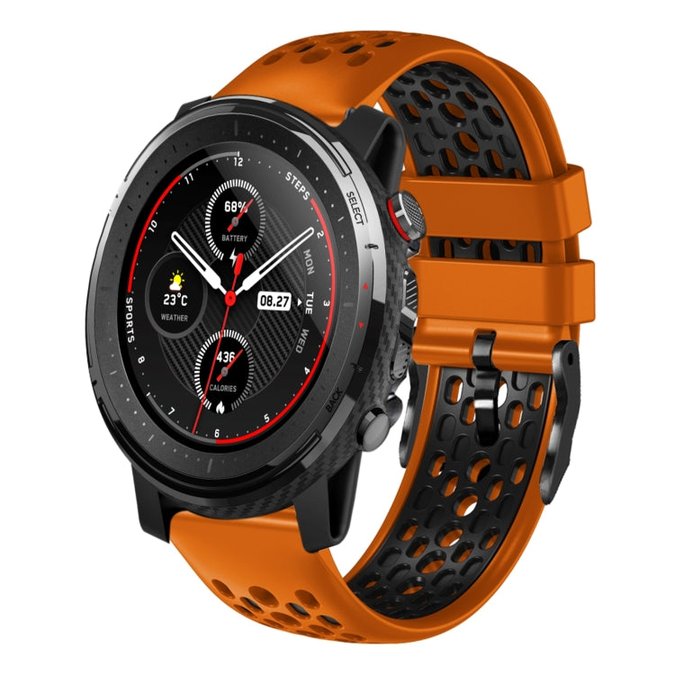 For Amazfit 3 22mm Two-Color Breathable Silicone Watch Band