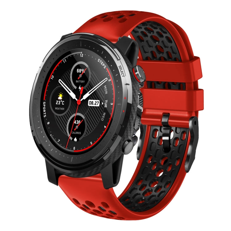 For Amazfit 3 22mm Two-Color Breathable Silicone Watch Band