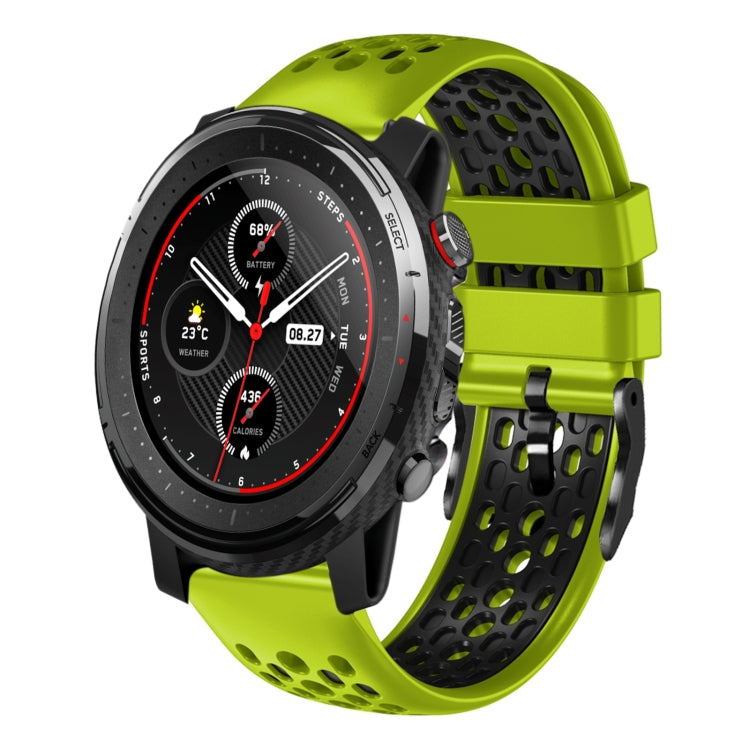 For Amazfit 3 22mm Two-Color Breathable Silicone Watch Band