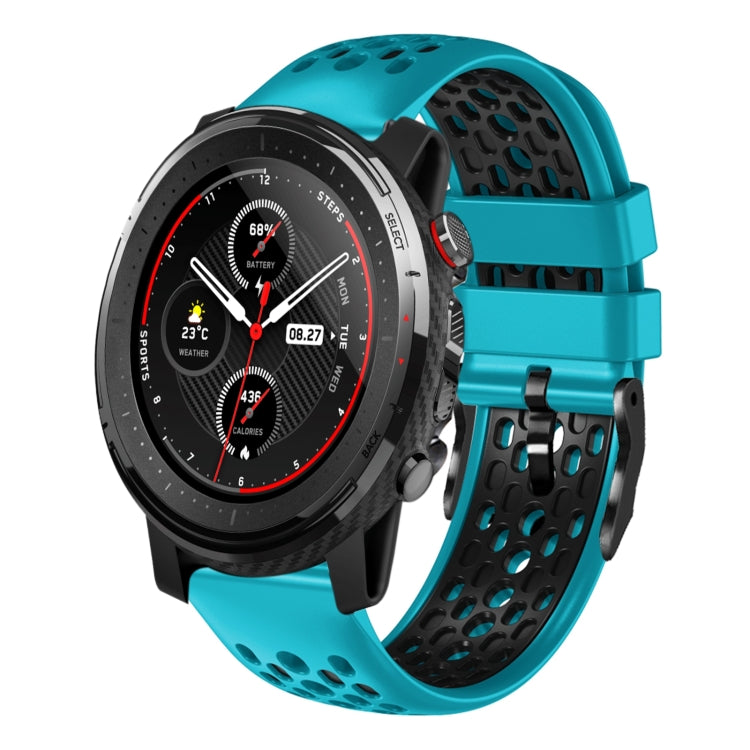 For Amazfit 3 22mm Two-Color Breathable Silicone Watch Band