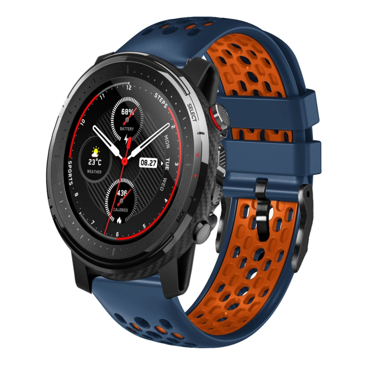 For Amazfit 3 22mm Two-Color Breathable Silicone Watch Band