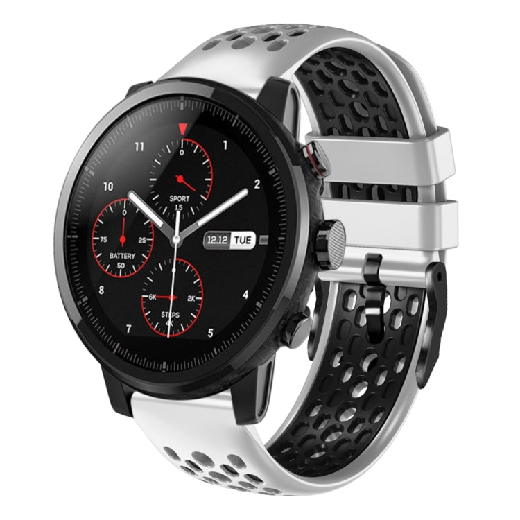 For Amazfit 2 Stratos 22mm Two-Color Breathable Silicone Watch Band