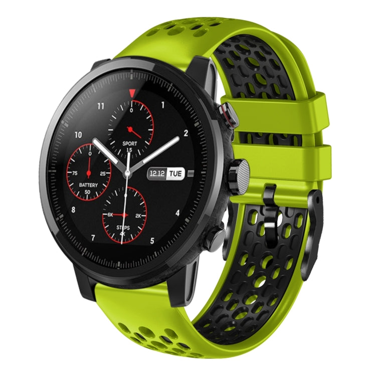 For Amazfit 2 Stratos 22mm Two-Color Breathable Silicone Watch Band