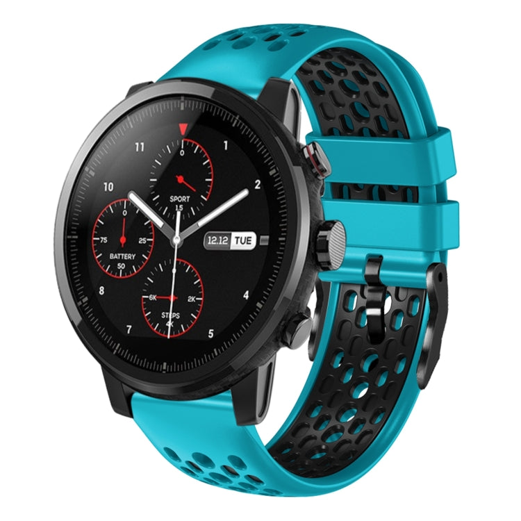 For Amazfit 2 Stratos 22mm Two-Color Breathable Silicone Watch Band