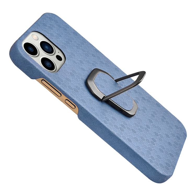 For iPhone 14 Pro Ring Holder Honeycomb PU Phone Case