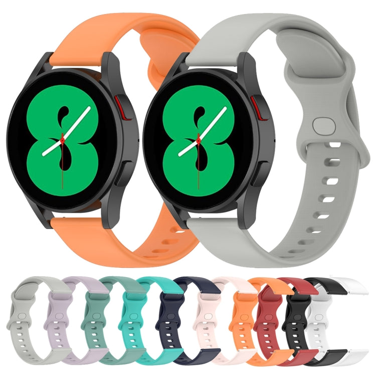For Samsung Galaxy Watch4 44mm 20mm Butterfly Buckle Solid Color Silicone Watch Band
