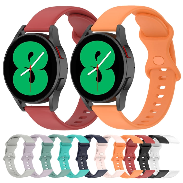 For Samsung Galaxy Watch4 Classic 42mm 20mm Butterfly Buckle Solid Color Silicone Watch Band