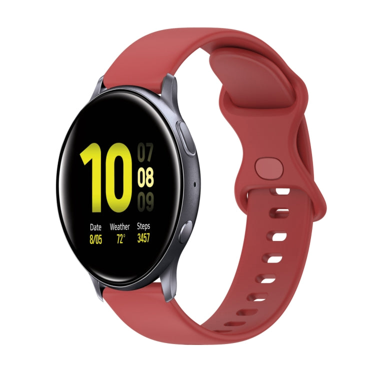 For Samsung Galaxy Watch Active 2 20mm Butterfly Buckle Solid Color Silicone Watch Band