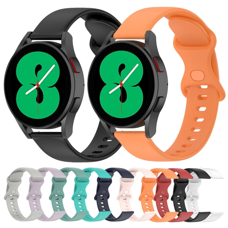 For Samsung Galaxy Watch Active 2 20mm Butterfly Buckle Solid Color Silicone Watch Band