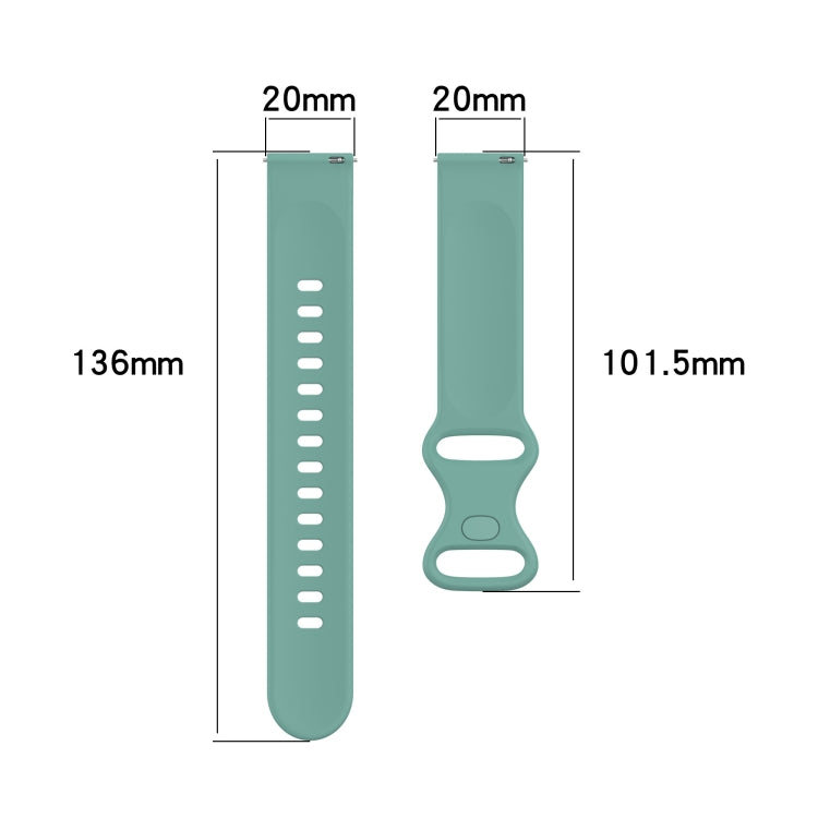 For Samsung Galaxy Watch Active 2 20mm Butterfly Buckle Solid Color Silicone Watch Band