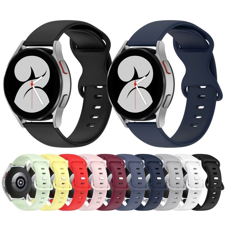 For Samsung Galaxy Watch 4 40mm 20mm Butterfly Buckle Solid Color Silicone Watch Band