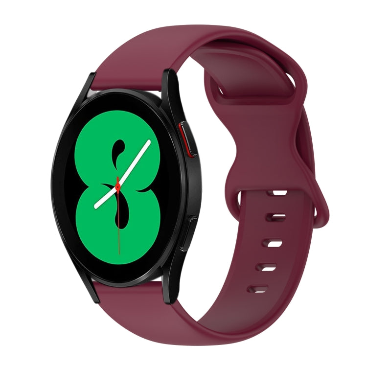 For Samsung Galaxy Watch 4 44mm 20mm Butterfly Buckle Solid Color Silicone Watch Band