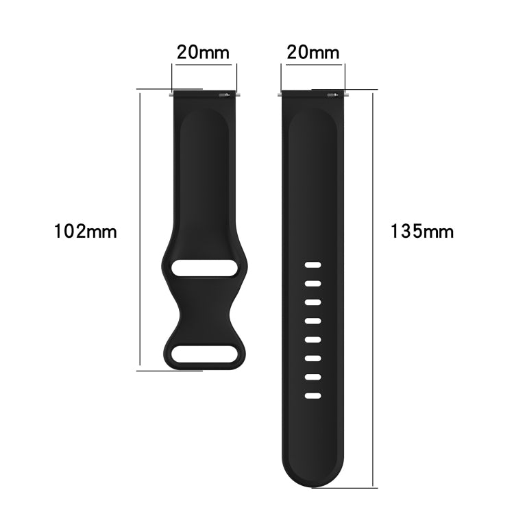 For Samsung Galaxy Watch 4 Classic 46mm 20mm Butterfly Buckle Solid Color Silicone Watch Band