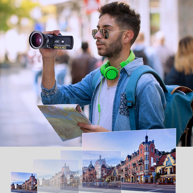 4K 30X Digital Zoom WiFi Camcorder Video Camera, Model:Standard + Wide-Angle Lens