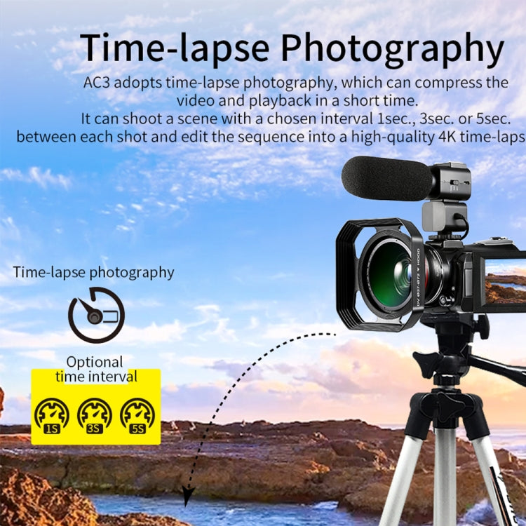 4K 30X Digital Zoom WiFi Camcorder Video Camera, Model:Standard + Wide-Angle Lens