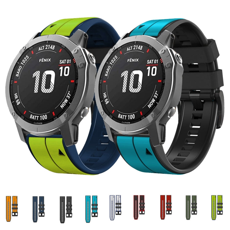 For Garmin Fenix 5X 26mm Silicone Sports Two-Color Watch Band