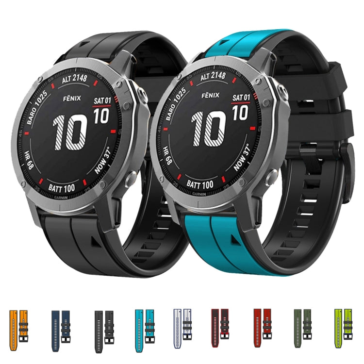 For Garmin Fenix 3 HR 26mm Silicone Sports Two-Color Watch Band