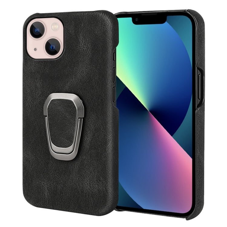 For iPhone 14 Ring Holder PU Phone Case
