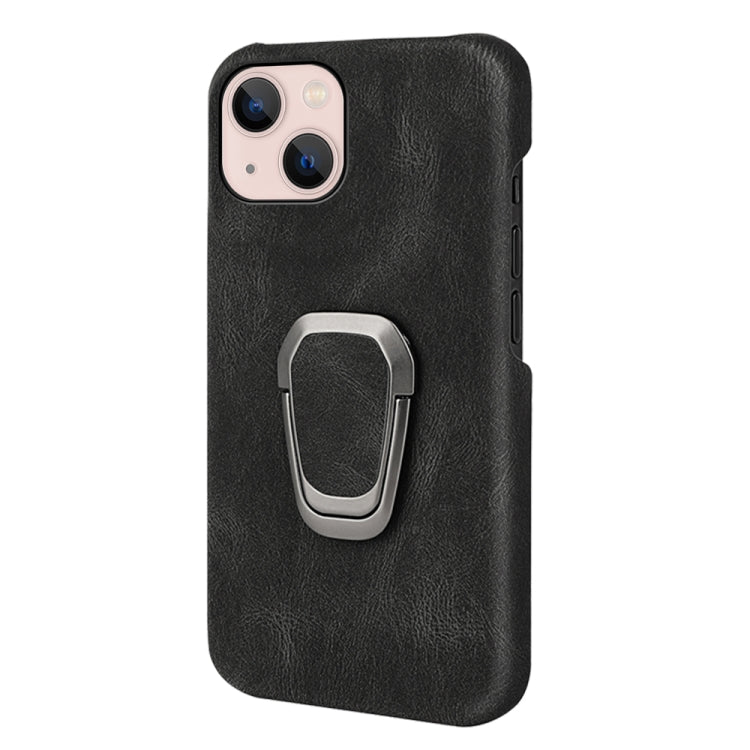 For iPhone 14 Ring Holder PU Phone Case