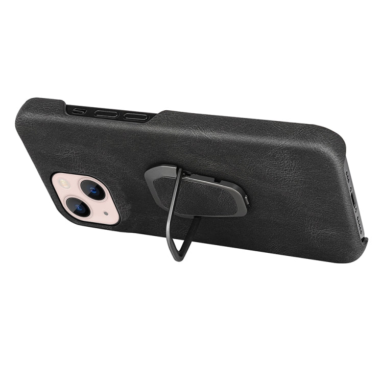 For iPhone 14 Ring Holder PU Phone Case