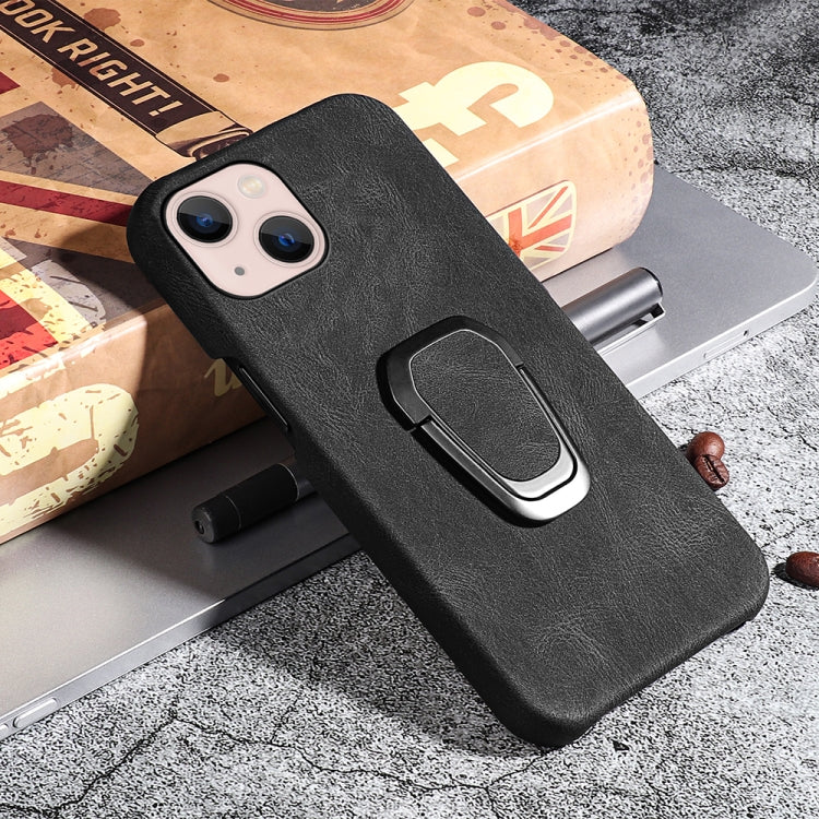 For iPhone 14 Ring Holder PU Phone Case