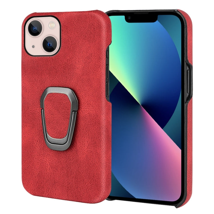 For iPhone 14 Ring Holder PU Phone Case