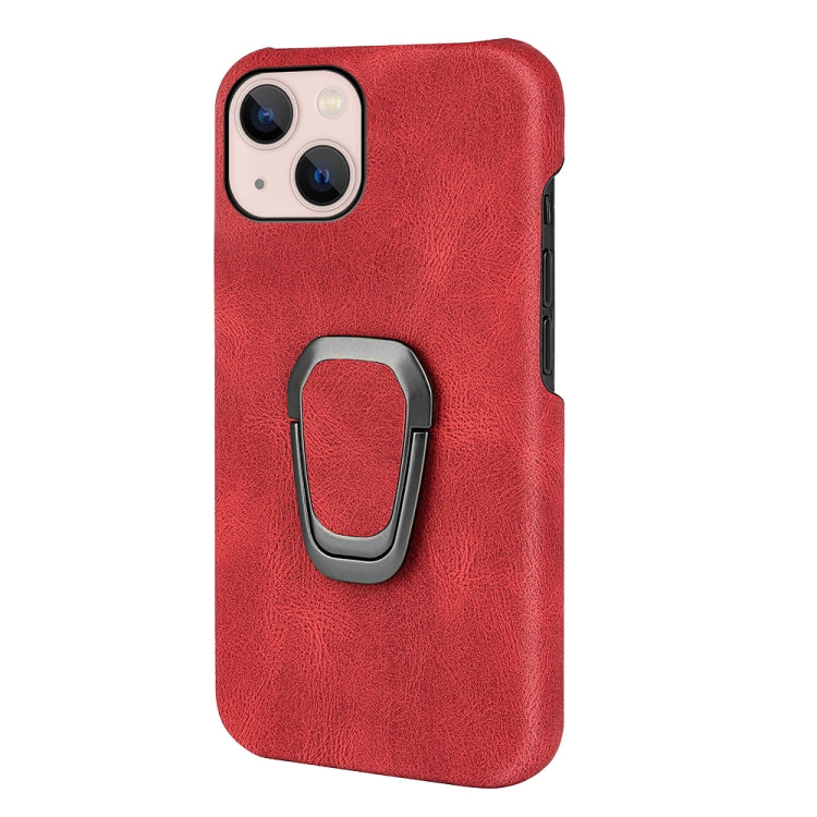 For iPhone 14 Ring Holder PU Phone Case