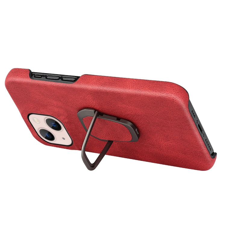For iPhone 14 Ring Holder PU Phone Case