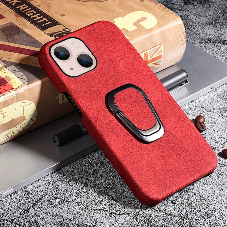 For iPhone 14 Ring Holder PU Phone Case