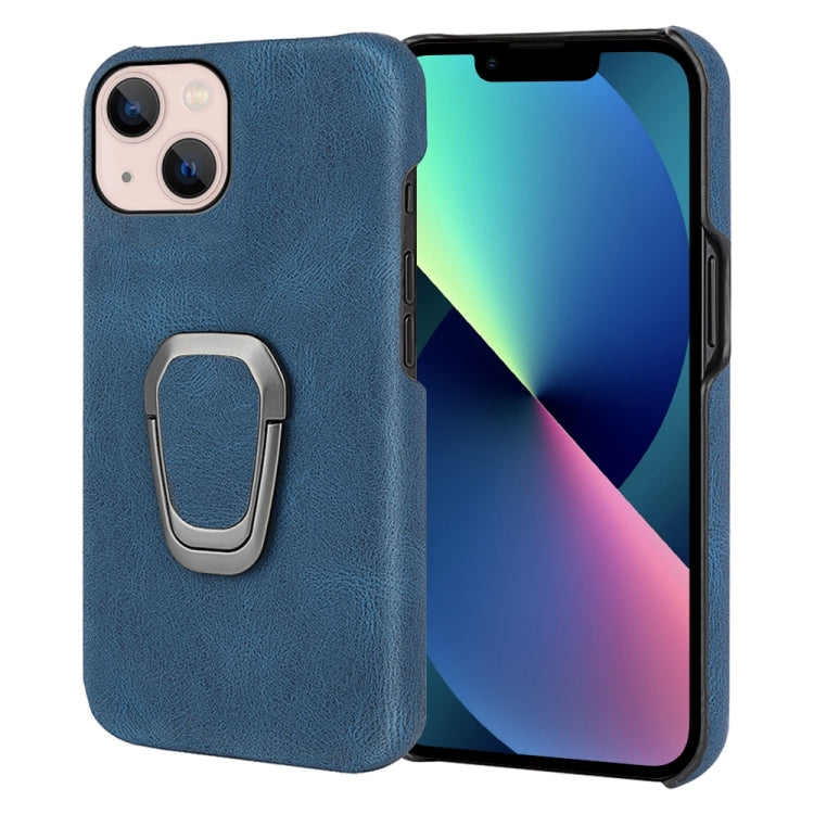 For iPhone 14 Ring Holder PU Phone Case