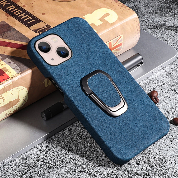 For iPhone 14 Ring Holder PU Phone Case
