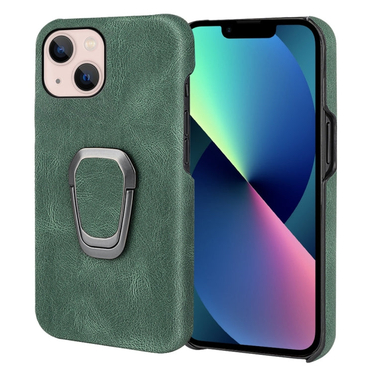 For iPhone 14 Ring Holder PU Phone Case
